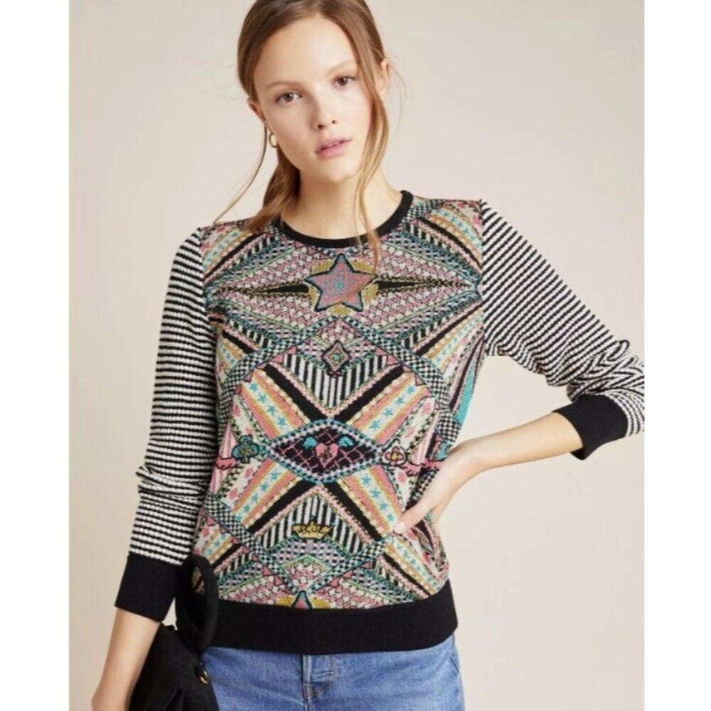 AldoMartins Anthropologie Teodora Abstract Pullover Sweater sz XS Artsy Tribal